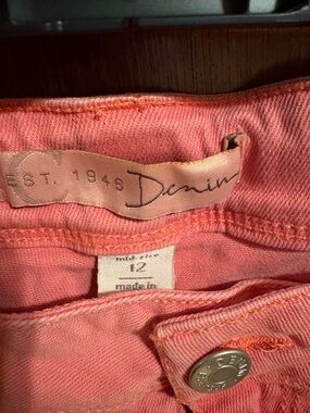 Coral Pink Denim Mid-Rise Jeans - Size 12